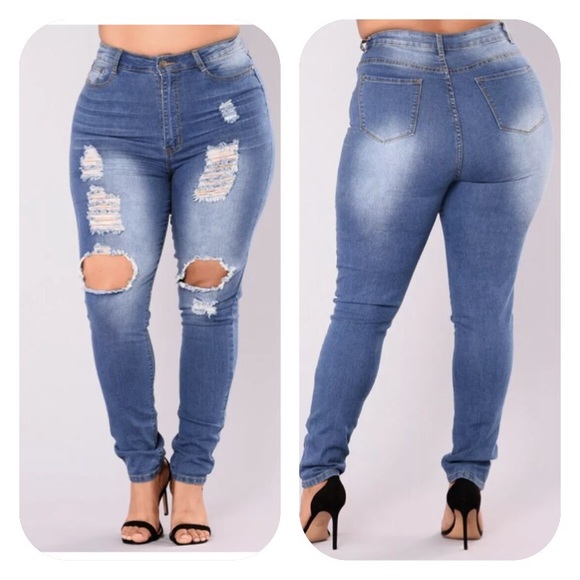 Fashion Nova Say Yes To Distress Jeans - Dark Wash - Picture 1 of 7